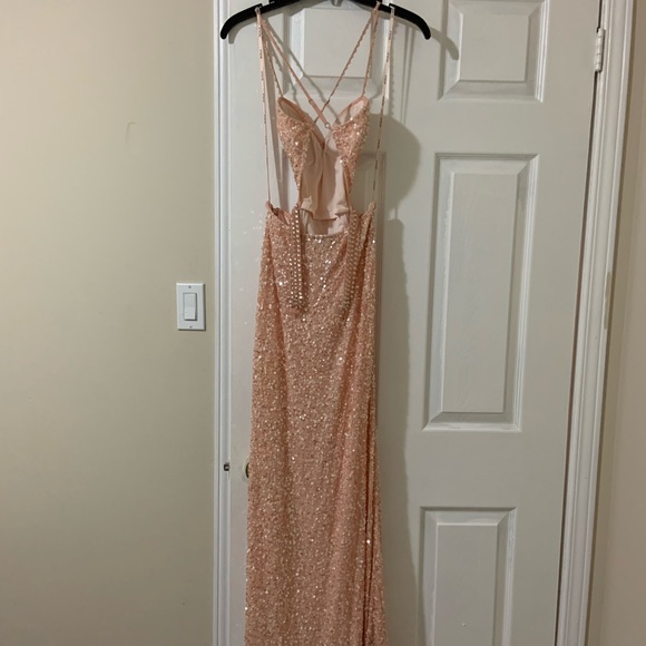 Scala Open Back Sequin Gown Blush (48389) - Picture 4 of 6